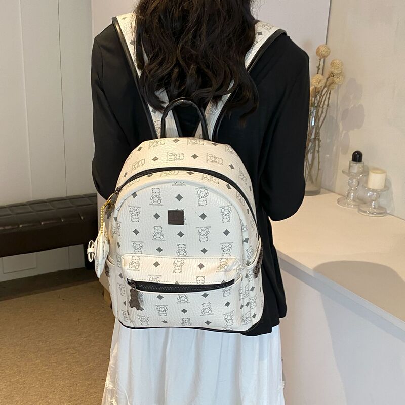 Cute Bear Commuting Backpack Women's 2025 New Trendy Female College Student Bag Large Capacity Lightweight Travel Backpack Cute Bear Commuting Backpack Women's 2025 New Trendy Female College Student Bag Large Capacity Lightweight Travel Backpack