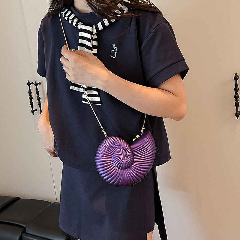 跨境小众设计感海螺盒子包女2025新款链条亚克力包时尚单肩斜挎包|undefined