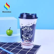 单层塑料咖啡杯  创意16oz热感变色杯图案 pp迪尼斯水杯厂家