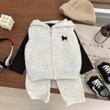 韩版童装男童针织套装宝宝2025春装洋气针织马甲背心休闲针织长裤