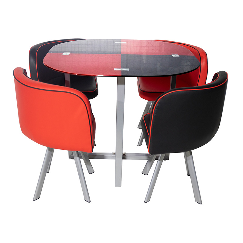 Mesa de comedor de vidrio temperado de lujo crema mesa de comedor casera simple mesa de negociación mesa de comedor de vidrio image 1