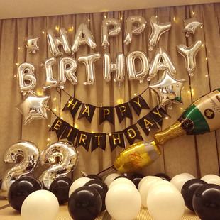 Happy Birthday Party Boys and Girls Scene Arrangement Supplies Background Wall Balloon 18-year-old Atmosphere Props