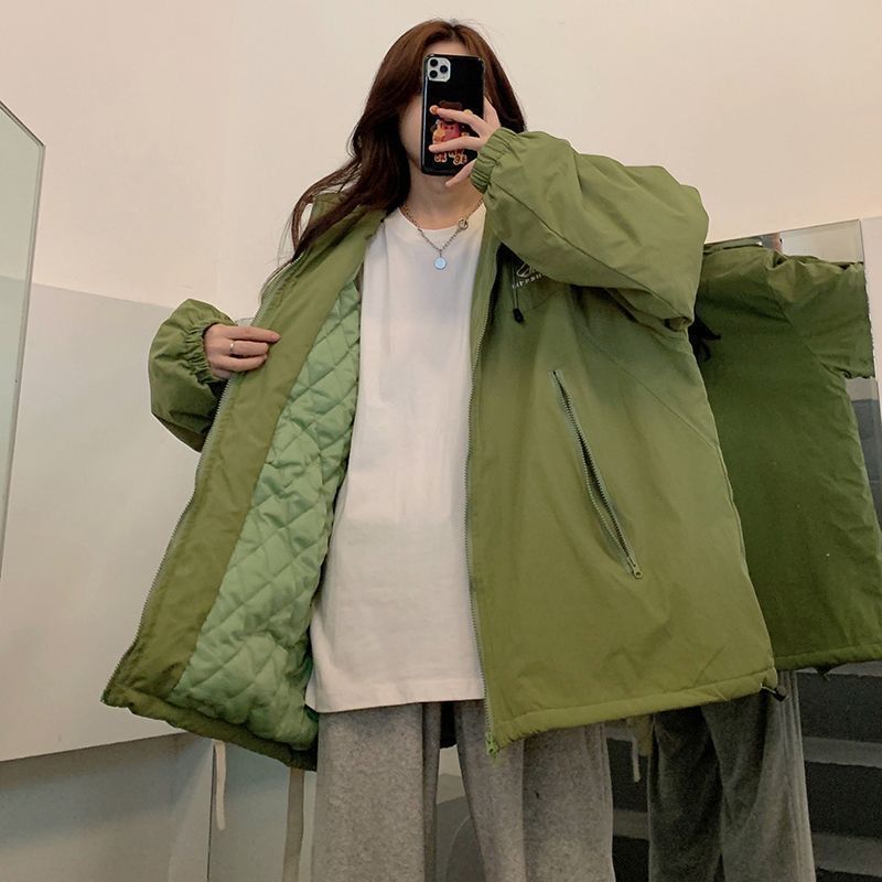 棉服女冬季学生外套oversize宽松ins韩版遮屁加绒加厚潮冬季棉服