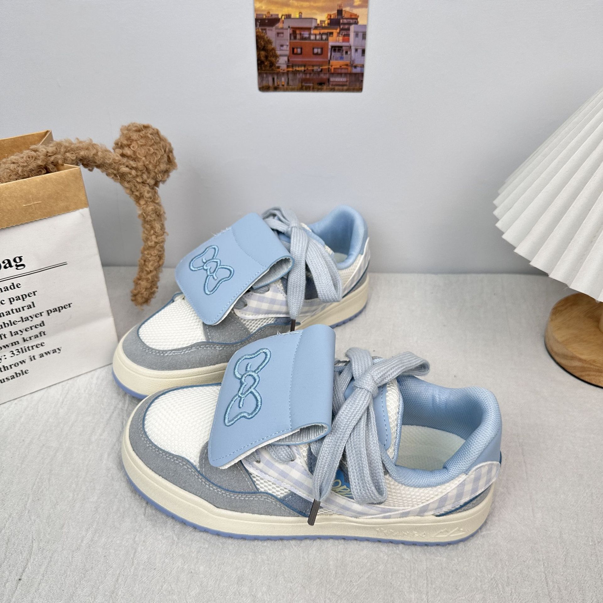 Zapatillas de plataforma Yuanbo Xiaozhong, retro todo-fósforo, deportes y ocio, marea nacional 2025, hilo de red de verano, zapatos blancos transpirables image 4