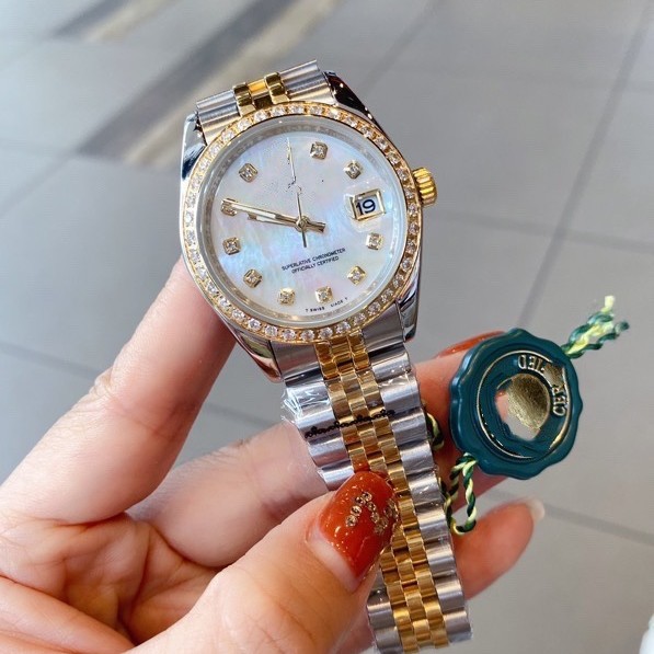 Laojia Journal Automatic Mechanical Watch Men's and Women's Watch Retro Women's Watch Classic Sapphire Rhinestone Steel Watch