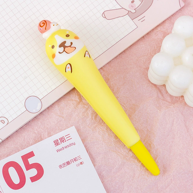 Cartoon Rollerball Pen, 0.5 mm, Squishy Slime Topper, Cute Animal Designs (Random Color)
