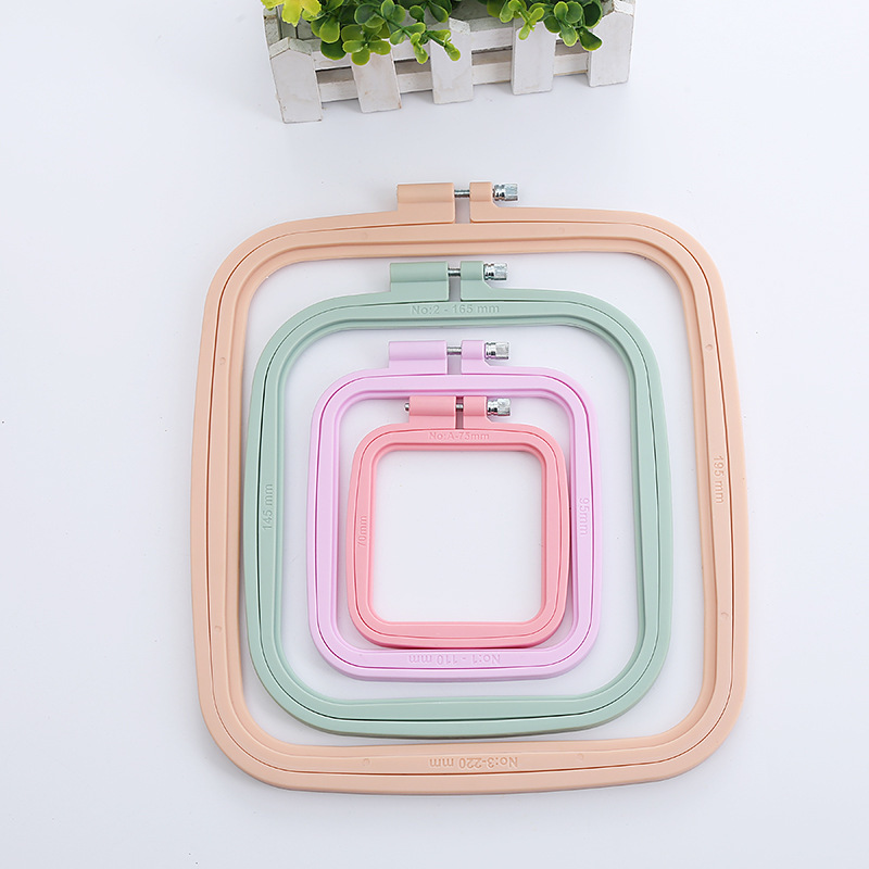 Embroidery Machine Accessories Middle Adjustment Flower Stand Round Embroidery Frame Embroidery Stretcher Candy Color Abs Plastic Square Embroidery Ring