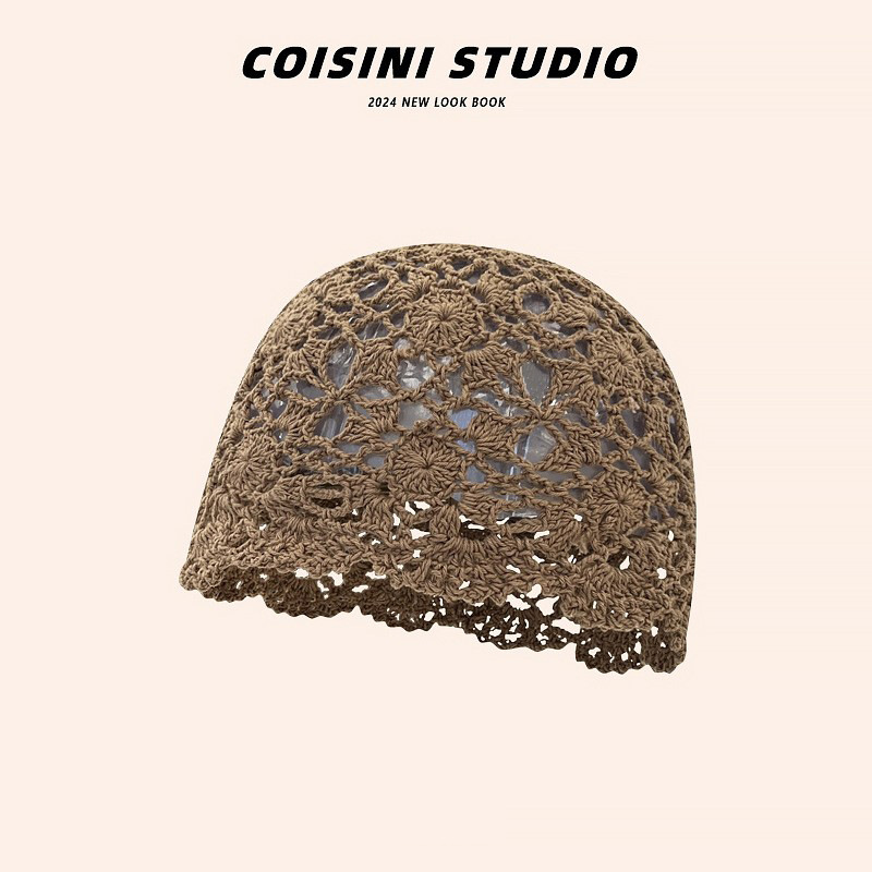 Retro artístico tejido a mano agujero gorra gor