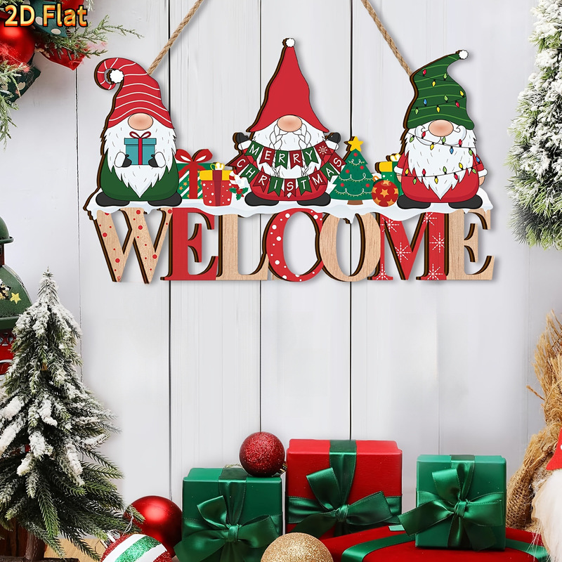 # KeyWords # European and American Christmas Gnomes Wooden Welcome Sign Three-Color Dwarf Gift Letter Front Door 1 # KeyWords # European and American Christmas Gnomes Wooden Welcome Sign Three-Color Dwarf Gift Letter Front Door 1