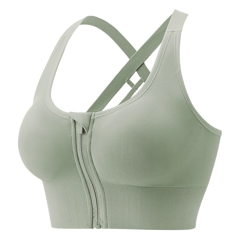 Передняя молния Назад Спортивное нижнее белье New Yoga Fitness работает бюстгальтер Высокая поддержка шок сбор плюс размер жилет