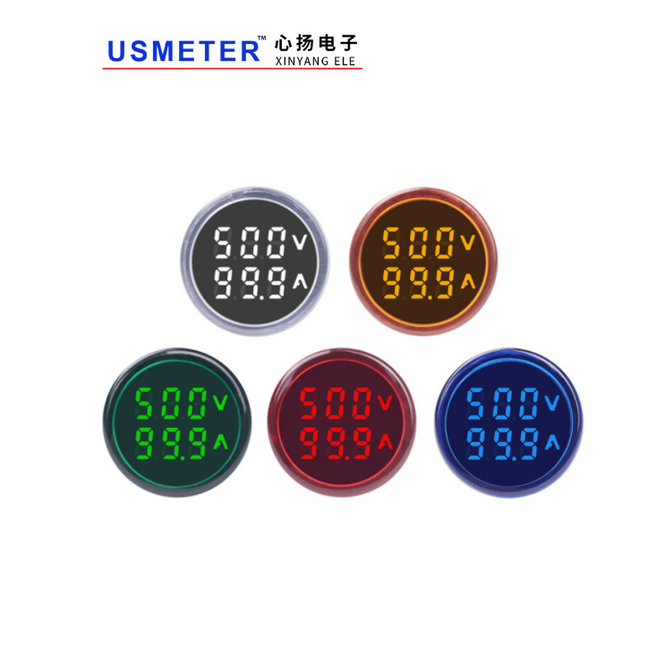 ST16VA 圆形22mmLED数显交流电压电流一体指示灯AC60-500V 0-100A