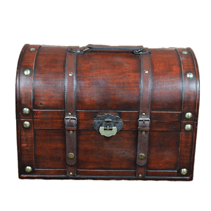 Nueva caja de madera vintage de estilo antiguo caja de juguetes de almacenamiento caja de acabado de ventana de disparo accesorios con cerradura