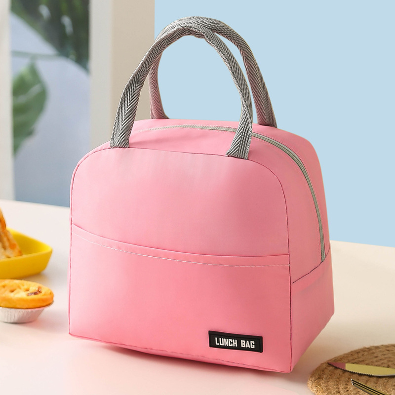 Neue Bento-Tasche aus Twill in Volltonfarbe, tragbare Isoliertasche. Verdickte Lunchbox-Tasche für Studenten, Bento-Tasche, Essenstasche_voghion.com