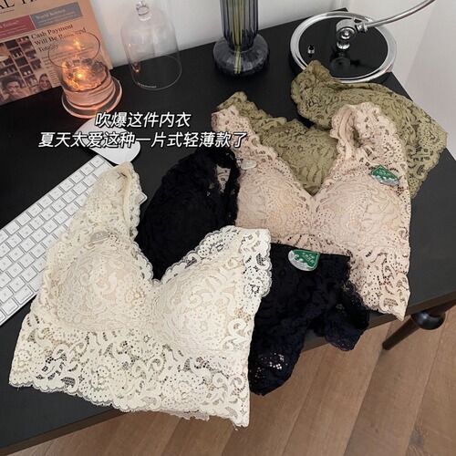 Full Lace Beauty Backless Bra Top with Mesh Deep V Breathable Backless Bralette for Lazy One-Piece Cup Bralette for Women 21270