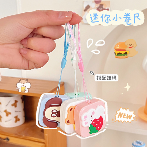 Square cartoon simple automatic retractable ruler gift mini small tape measure for measuring clothes and body tape measure wholesale