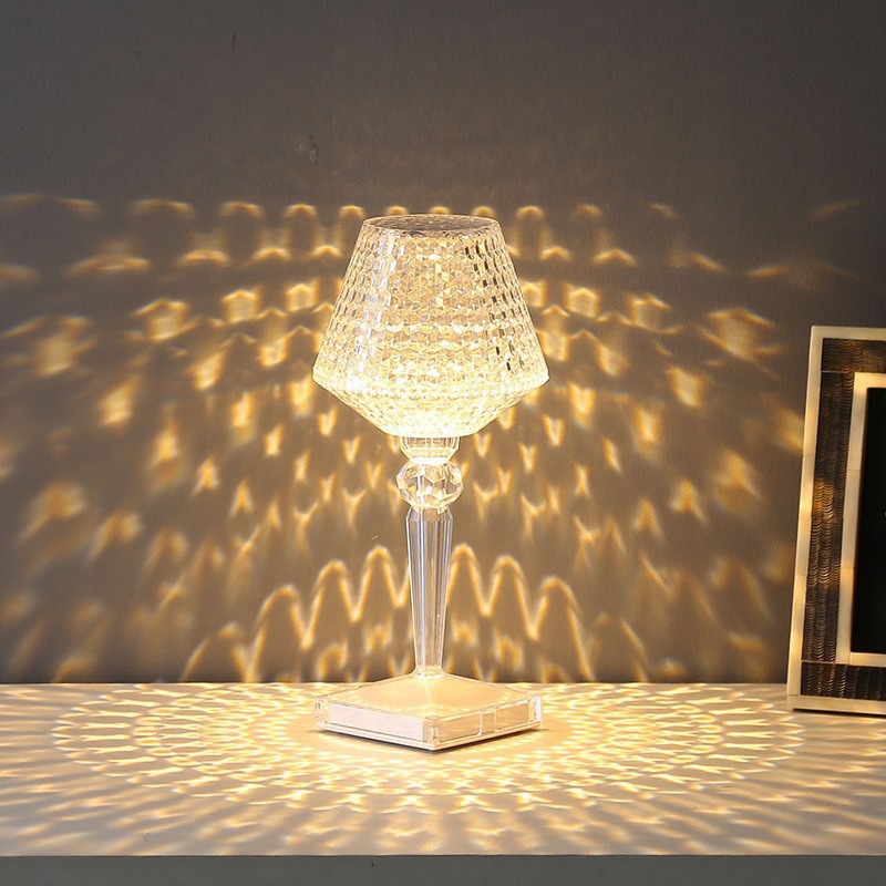 Lámpara de Noche LED Efecto Cristal Táctil para Dormitorio y Mesa