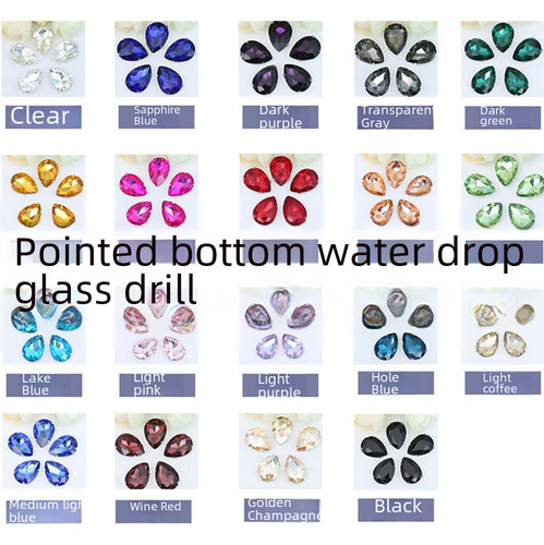 Cross-border water drop transparent glass crystal, super bright sharp bottom silver-plated irregular crystal mobile phone DIY sticker drill decoration accessories