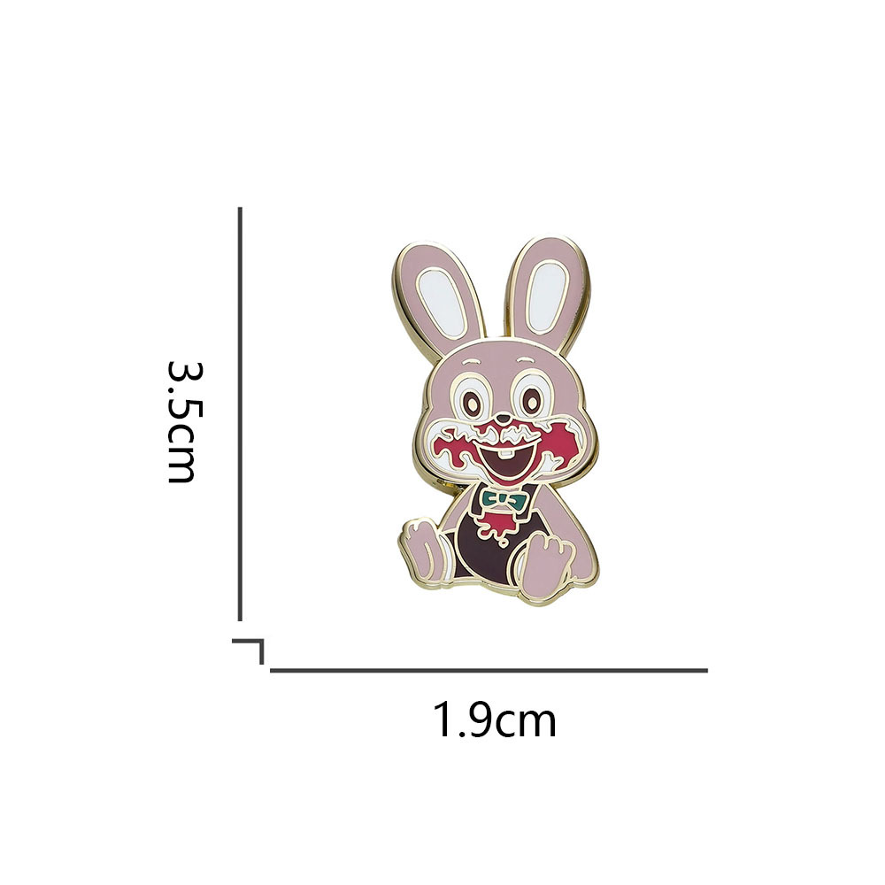 Game Peripheral Silent Hill Brooch Cute Cartoon Pink Rabbit Metal Brooch Collar Backpack Decoration