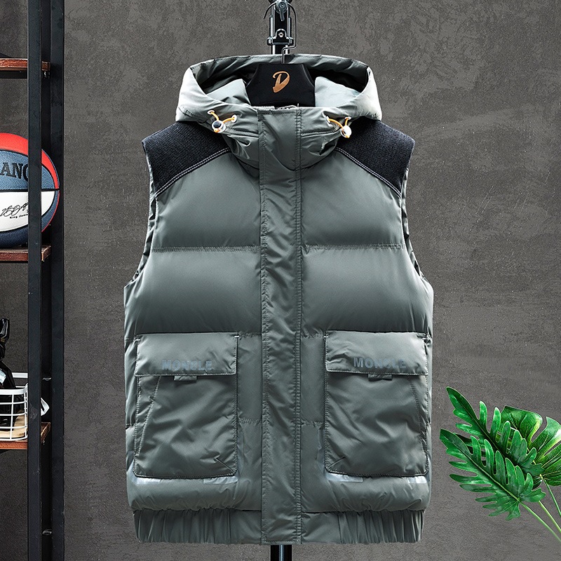 【L-8Xl】Men's Loose-Fitting Large Size down Cotton Vest, Warm Chenille Fabric Vest
