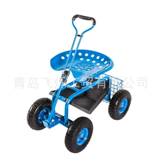 定制 铁艺园林四轮工具车 花园移动座椅车 农用工作休息小座车