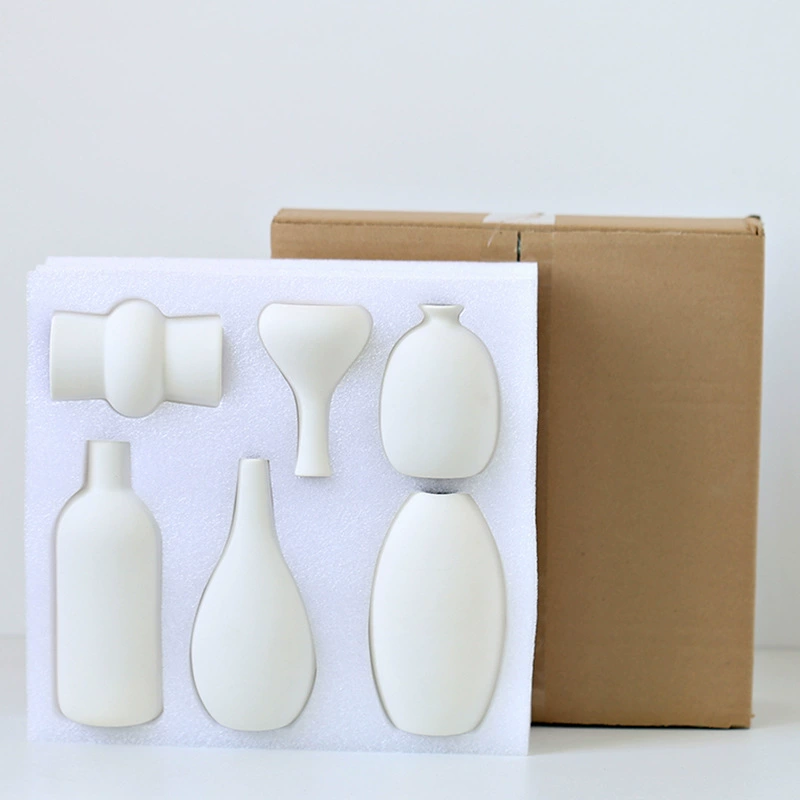 Трансграничная электронная коммерция специализируется на простых керамических вазах, набор из шести предметов, имитирующих цветочные композиции, настольные украшения, упаковка из жемчужного хлопка, оптовая продажа