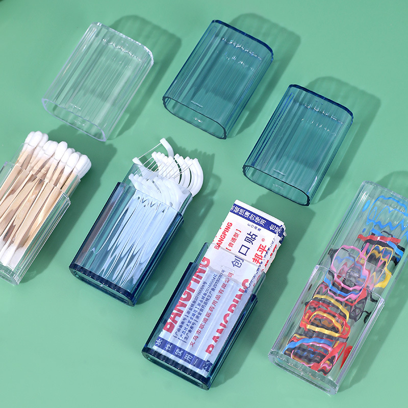 桌面收纳盒抽屉防尘小号迷你透明便携创可贴棉签棒牙线盒跨境专供