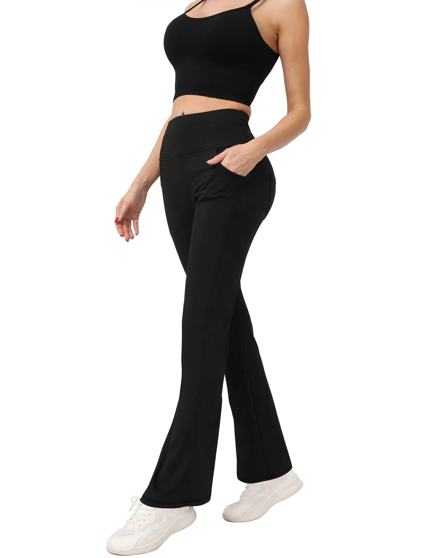 (Кросс-бордерная торговля), л leggings, спортивное туристическое нижнее белье для коррекции формы бедер, расклешенные брюки для спортивного зала, европейский стиль, новая коллекция, высокая талия