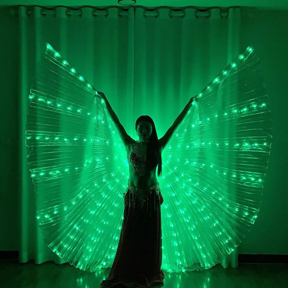 Alas luminosas LED para danza del vientre, alas de mariposa doradas, capa, accesorio para espectáculos de Halloween/Navidad, disfraz para fiestas