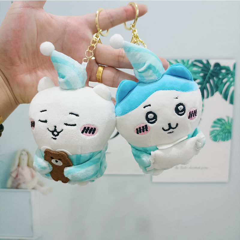 卡通自嘲熊chiikawa睡衣系列钥匙扣挂件吉伊卡哇乌萨奇玩偶挂饰批|undefined