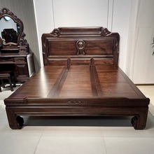 南美紫檀木1.8米全实木床仿古雕花储物中式古典大气双人主卧婚床