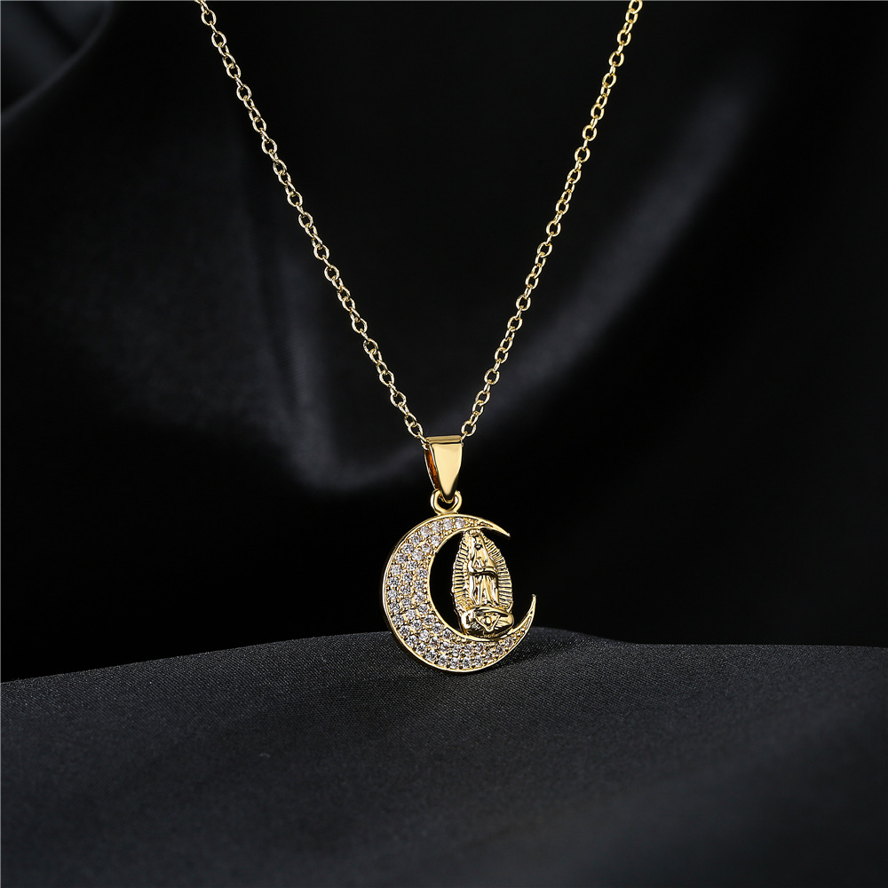 Fashion Real Gold Electroplating Religious Jewelry Copper Micro-inlaid Zircon Pendant Necklace display picture 5