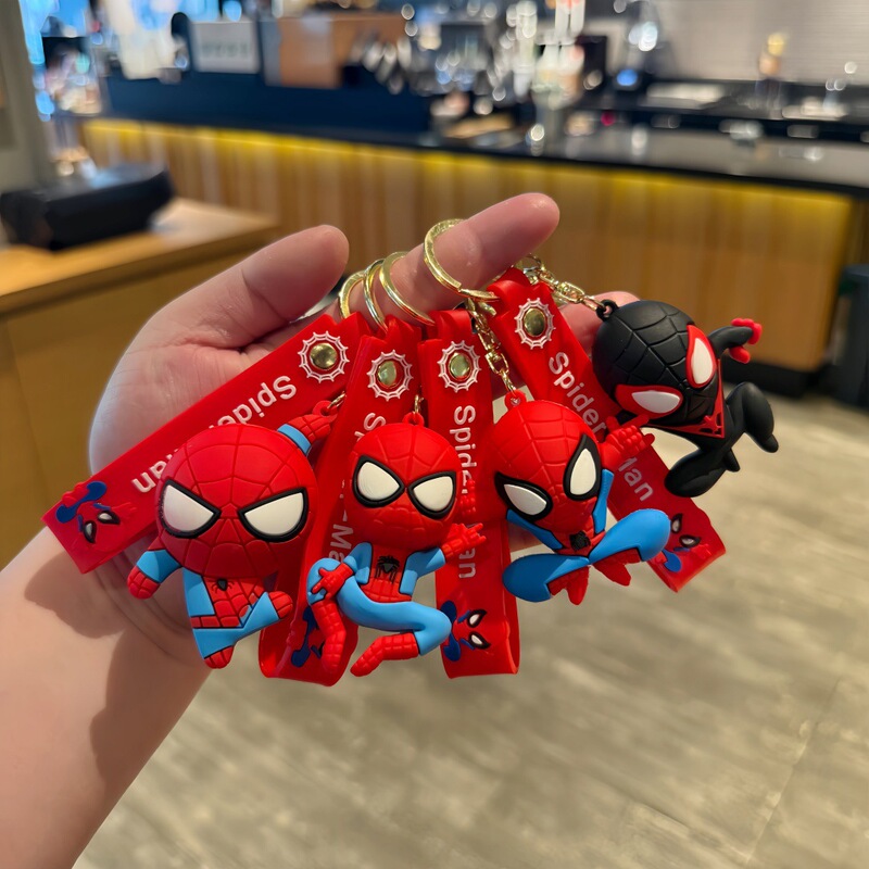 Cartoon Spider-Man Keychain Trendy Cool Boys' Backpack Pendant Car Keychain Claw Machine Gift Accessories Wholesale