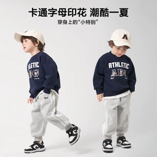 秋季儿童新款洋气时尚字母印花圆领套头中小童韩系男生宝宝卫衣潮