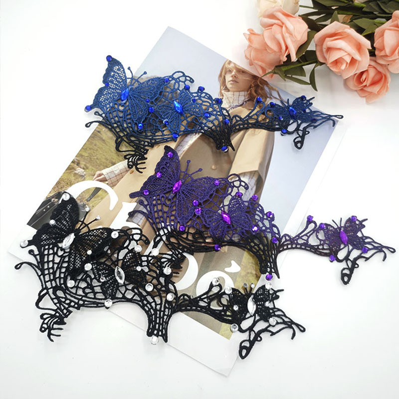 Gfas de mariposa de encaje, máscara de mitad de cara, vestido de fiesta, máscara de Venecia, máscara de borde, máscara de encaje, máscara de ojos