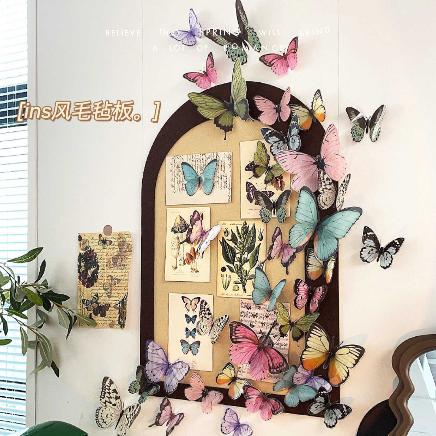 Butterfly Felt Board Instant Photo Display Wall Soft Board Message Photo Creative Sticky Notice Board Background Wall