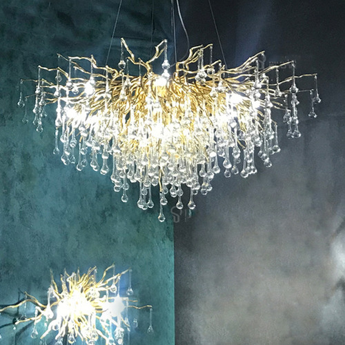 French light design dining room crystal chandelier water drop tree branch living room dining room luxury villa crystal pendant light
