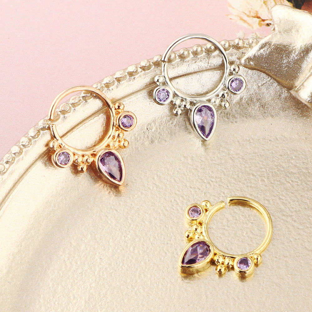 Fashion Water Droplets Copper Inlay Zircon Nose Ring 1 Piece