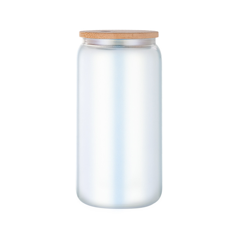 16oz comercio exterior gradiente de color de sublimación de vidrio electrochapado camaleón fluorescente arco iris pintura vidrio taza de agua taza de masón