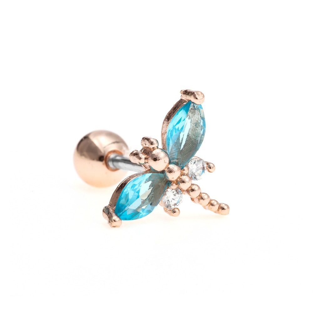 1g Weight Copper Ear Needle Material Zircon Inlay Material Cartilage earrings Classification 1 Piece Quantity Holiday Occasion Copper Material Heart Shape, Dragonfly Pattern All Seasons Season Women's Gender Inlay Design Vacation, Simple Style Style 1 Piece Vacation Simple Style Heart Shape Dragonfly Inlay Copper Zircon Cartilage Earrings 无