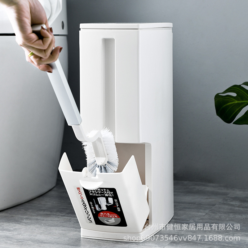 Cubo de basura para baño con tapa, uso doméstico, tamaños grande y pequeño, para inodoros de espacios reducidos, cubo de basura para baño con escobilla de inodoro integrada.