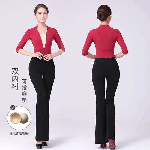 Factory Direct Women's Adult New Cotton Bell-bottom Pants V-neck Short-sleeve Etiquette Training Suit Set