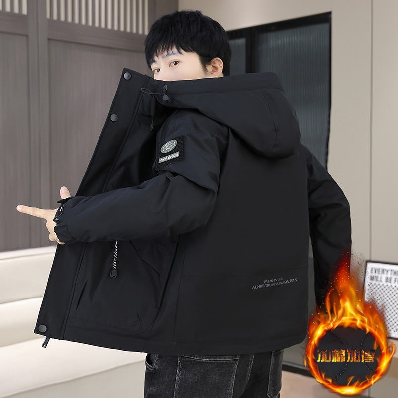 작업복 코튼 패딩 재킷 남성 겨울 누빔안감 후드 재킷 십대 패션 브랜드 따뜻한 자켓 코튼 패딩 재킷