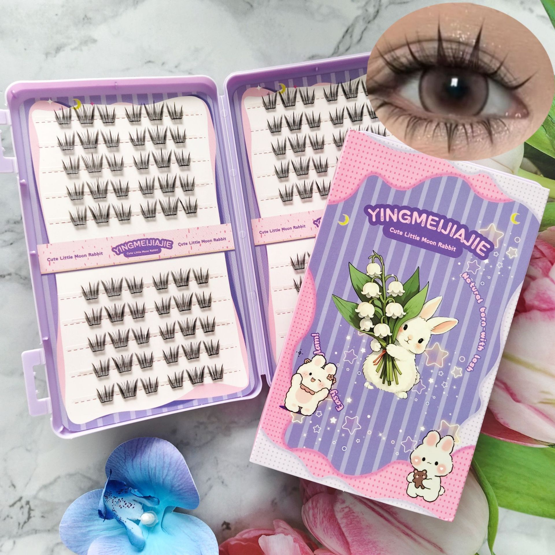 20 filas de paquete de caja de regalo de pestañas falsas transfronterizas, pestañas falsas densas, pestañas falsas sin pegamento.