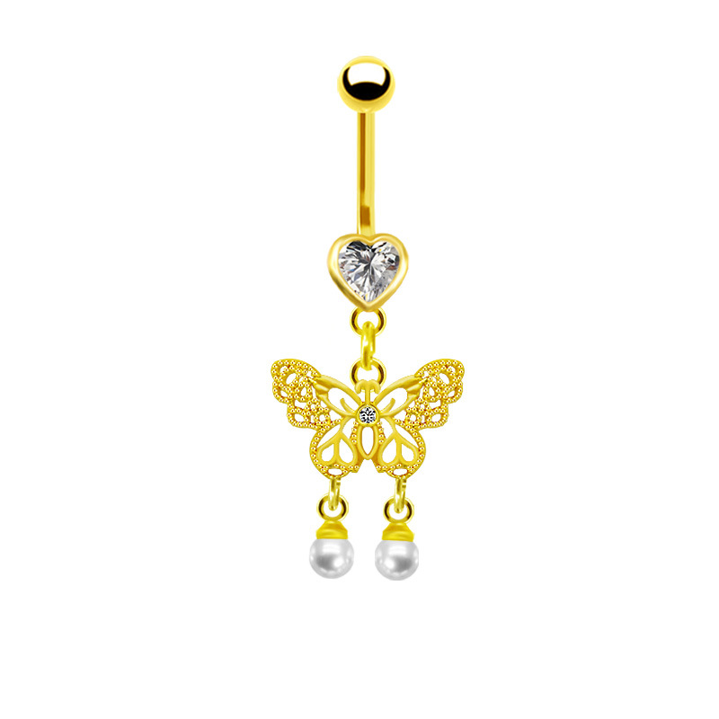 Schmetterling Blume Bauchnabelpiercing Trendiger Navelschmuck_voghion.com