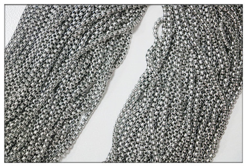 Stainless steel square pearl chain with interlocking rings, DIY accessory chain, compatible with bags and backpacks, wholesale