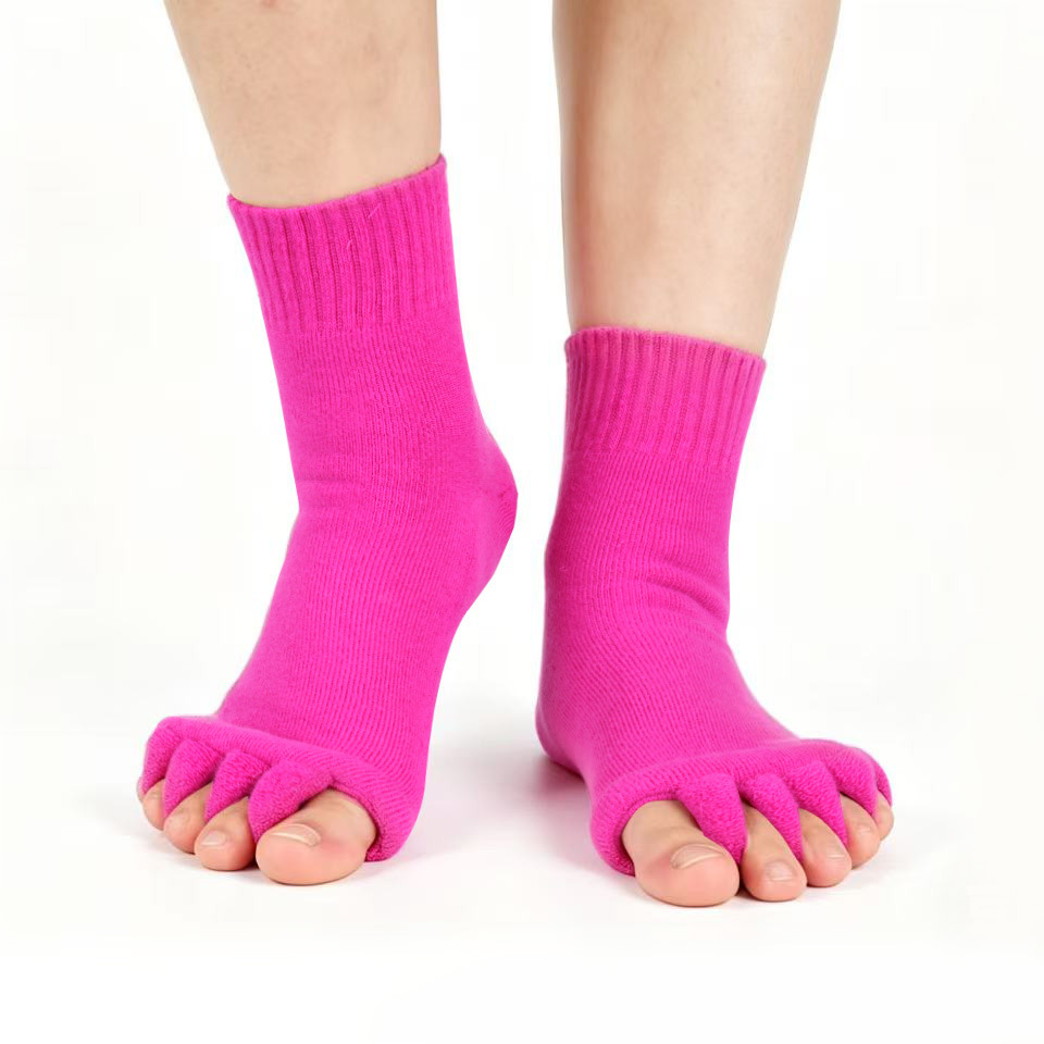 Calcetines del dedo del pie japoneses y coreanos calcetines del dedo del pie de la yoga del masaje DE LA SALUD calcetines del dedo del pie del algodón de acrílico suave de las mujeres calcetines abiertos del dedo del pie