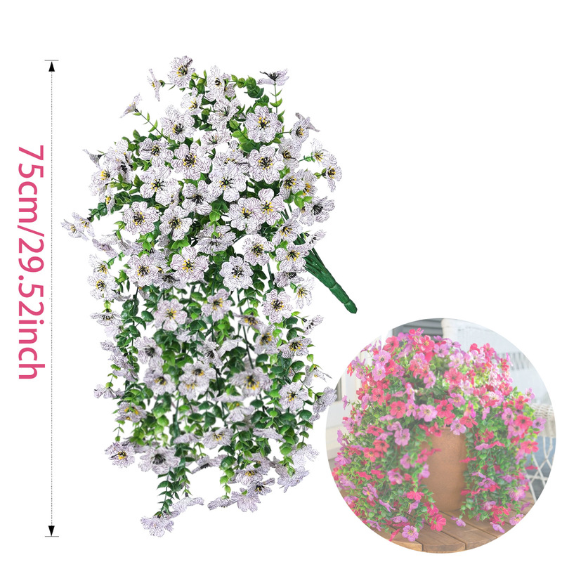 人造仿真花 45目尤加利紫罗兰藤条丝印雏菊花家居花园悬挂装饰|undefined