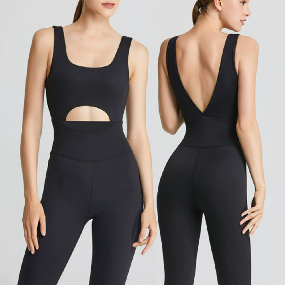 Europa y los Estados Unidos un nuevo monótono en una sola pieza, conjunto de acondicionamiento corporal, mujer hueco, ropa de yoga de baile de pilates