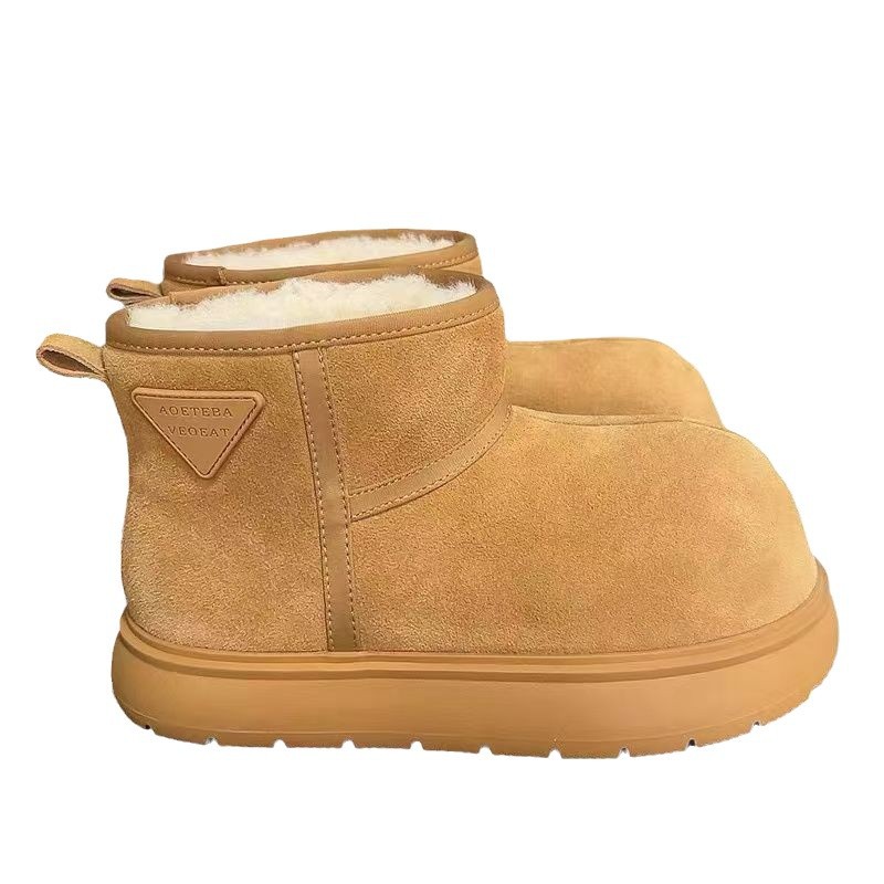 Botas de nieve de fondo grueso para mujeres 2024 nuevo invierno de vello calentamiento tubo corto bonito zapatos de algodón zapatos de bolsas de botas cortas