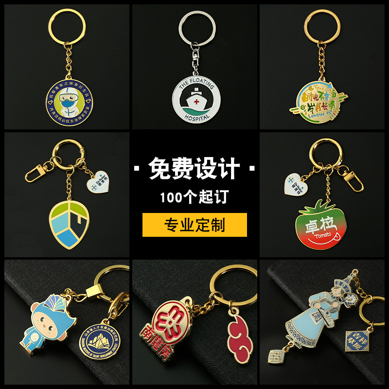 Keychain Custom Metal Pendant Creative Souvenir Cartoon Key Chain Key Accessories Advertising Gift Customization
